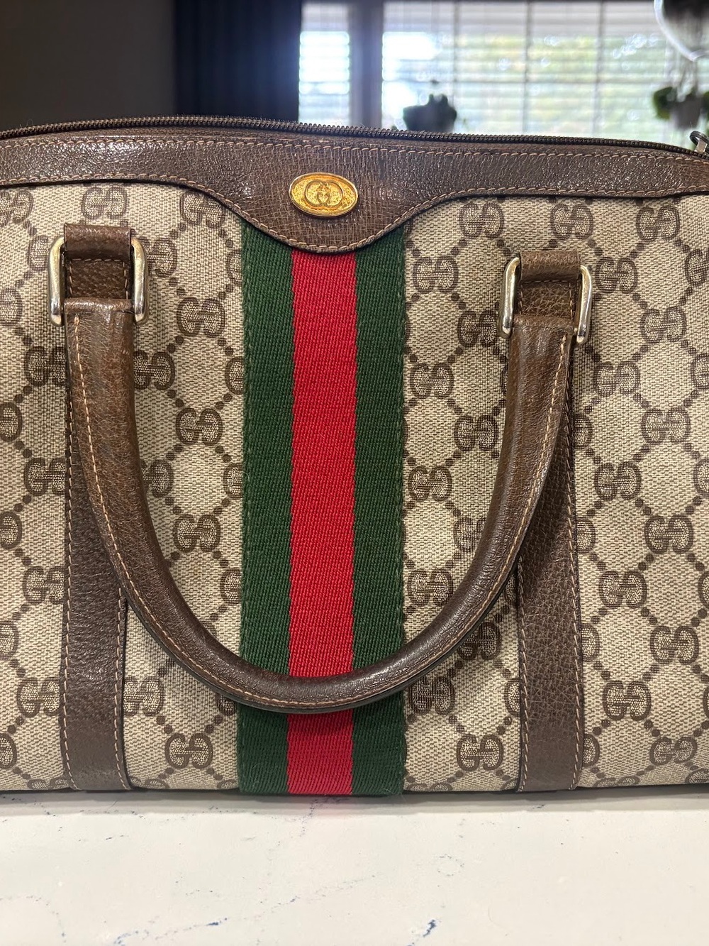 Vintage Gucci Accessory Collection GG Supreme Web Boston Bag Sherry Line Italy